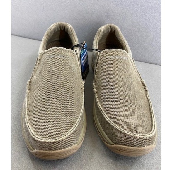 Skechers‎ Men\'s 9 Slip Ons Khaki Relaxed Fit Comfort Foam Canvas NWT main image 9